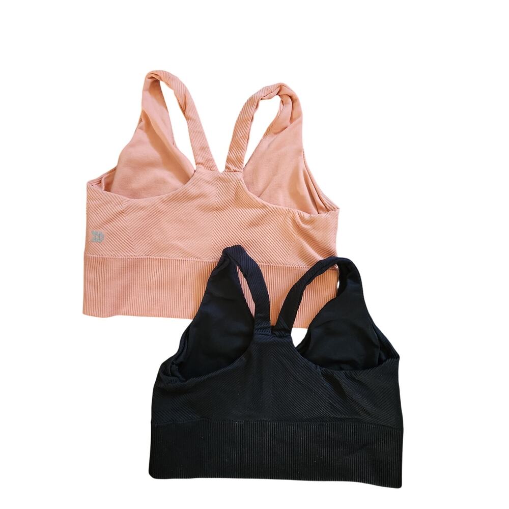 All In Motion Ribbed Longline Sports Bra Bundle Pink Black Medium - Picture 2 of 4
